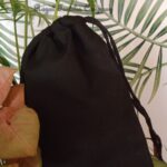 Black Cotton Drawstring Bags - W07cm*H10cm (3x4inches)