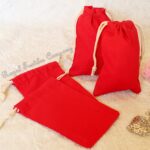 Red Bags Organic Cotton Double Drawstring Ecofriendly Reusable Muslin Bags Natural Bags, Jewelry bags, gift bags, packaging bags, wedding favors, storage pouch, cloth bags, natural bags, organic cotton, reusable, christmas bags, muslin bags