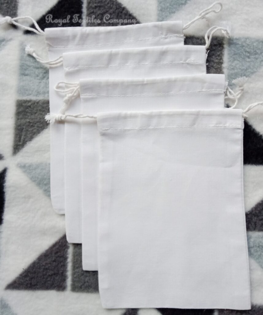 WHITE Cotton Drawstring Bags - W7cm*H12cm (3x5inches)