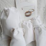 WHITE Cotton Double Drawstring Bags Wedding Favor Bags Bleach White Muslin Bags