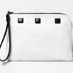 White leather wristlet Small leather bag clutch Leather wallet women Makeup pouch
