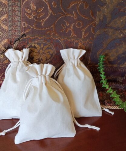 Organic Cotton Double Drawstring Reusable Pouch Gift Bags Beautiful Closure Organic Bags