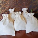 Organic Cotton Double Drawstring Reusable Pouch Gift Bags Beautiful Closure Organic Bags