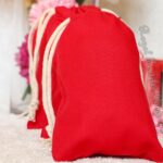 Red Cotton Drawstring Bags - W15cm*H30cm (6x12inches)